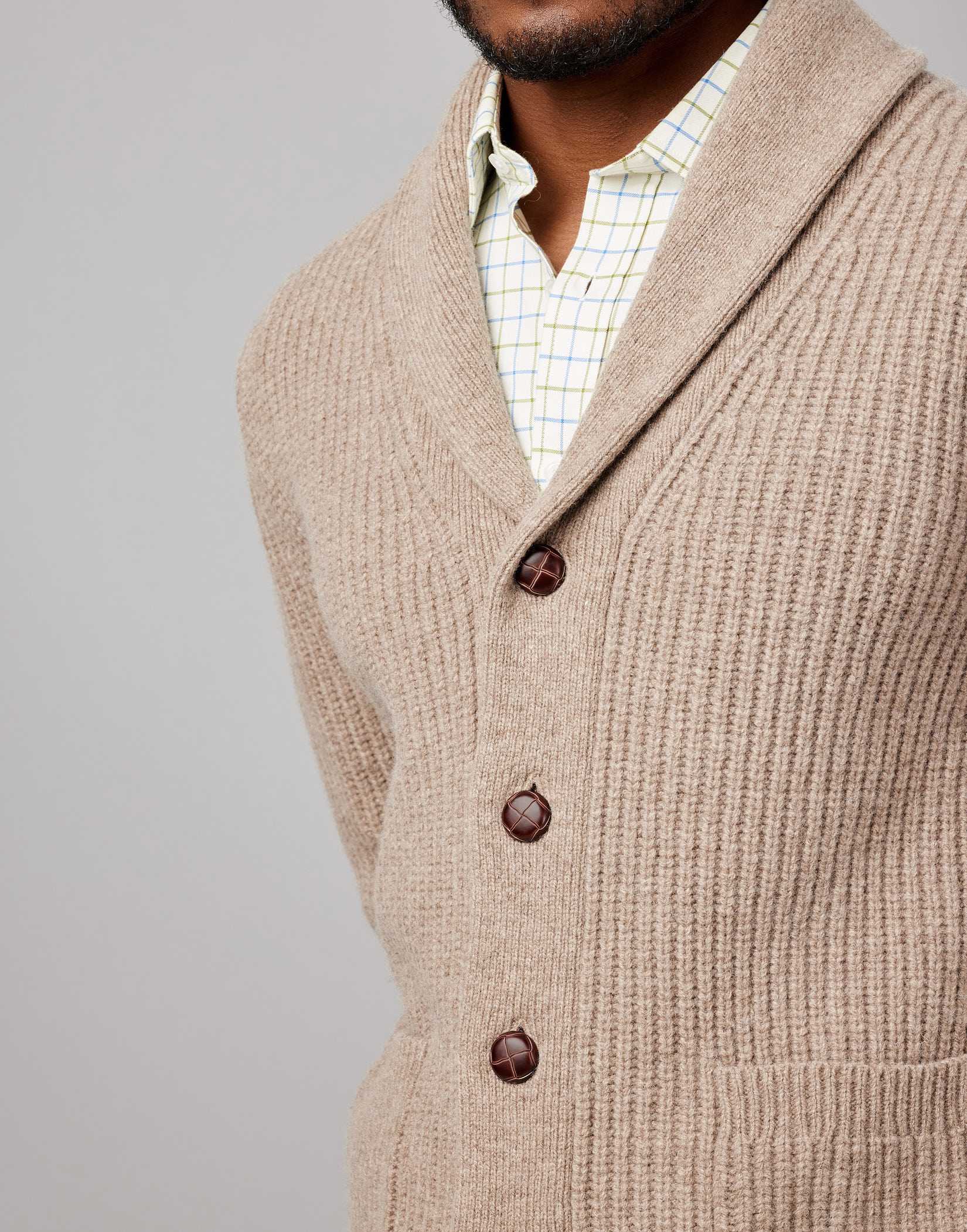 Whitby Shawl Collar Cardigan - Cobble