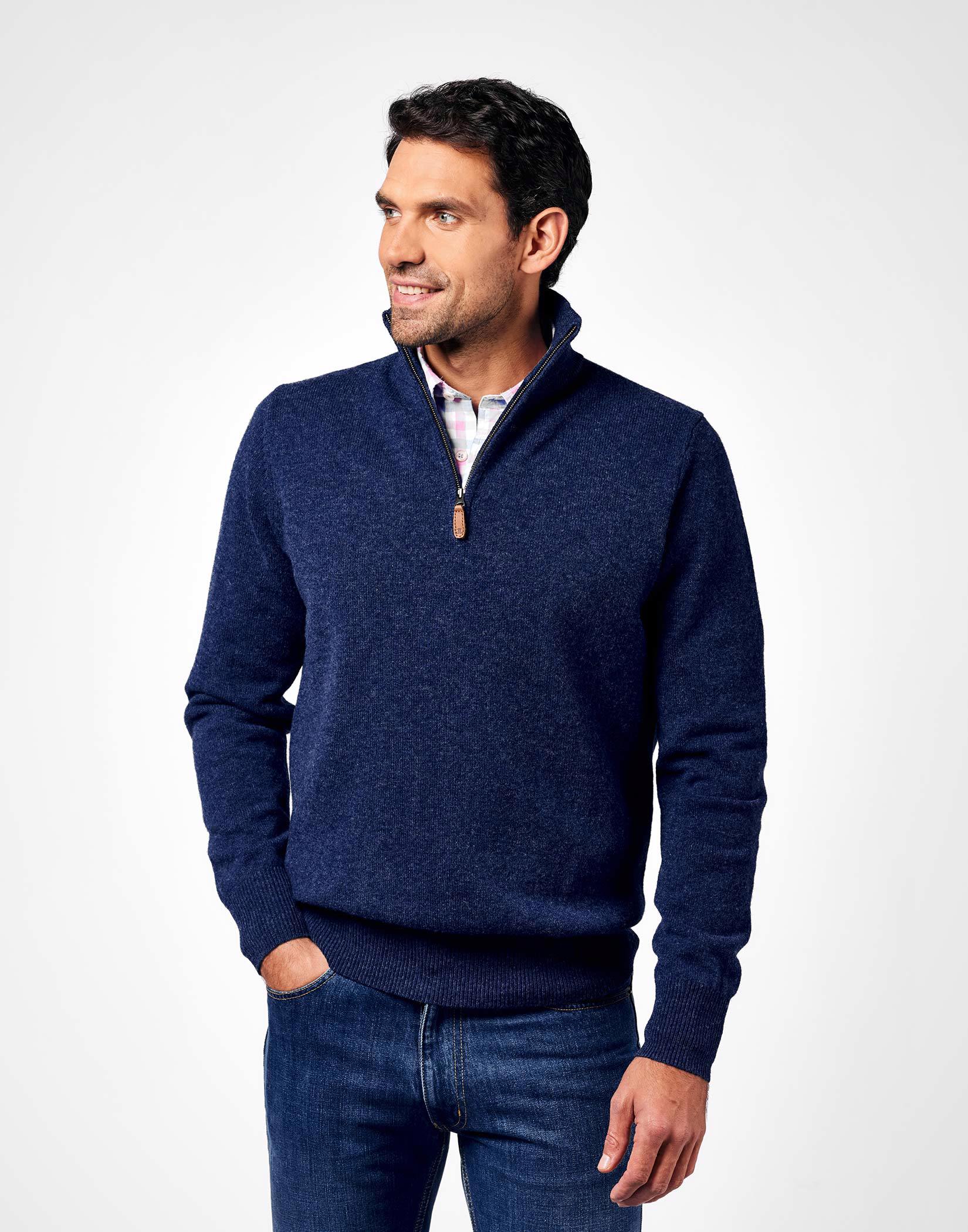Lambswool Half Zip - Dark Blue