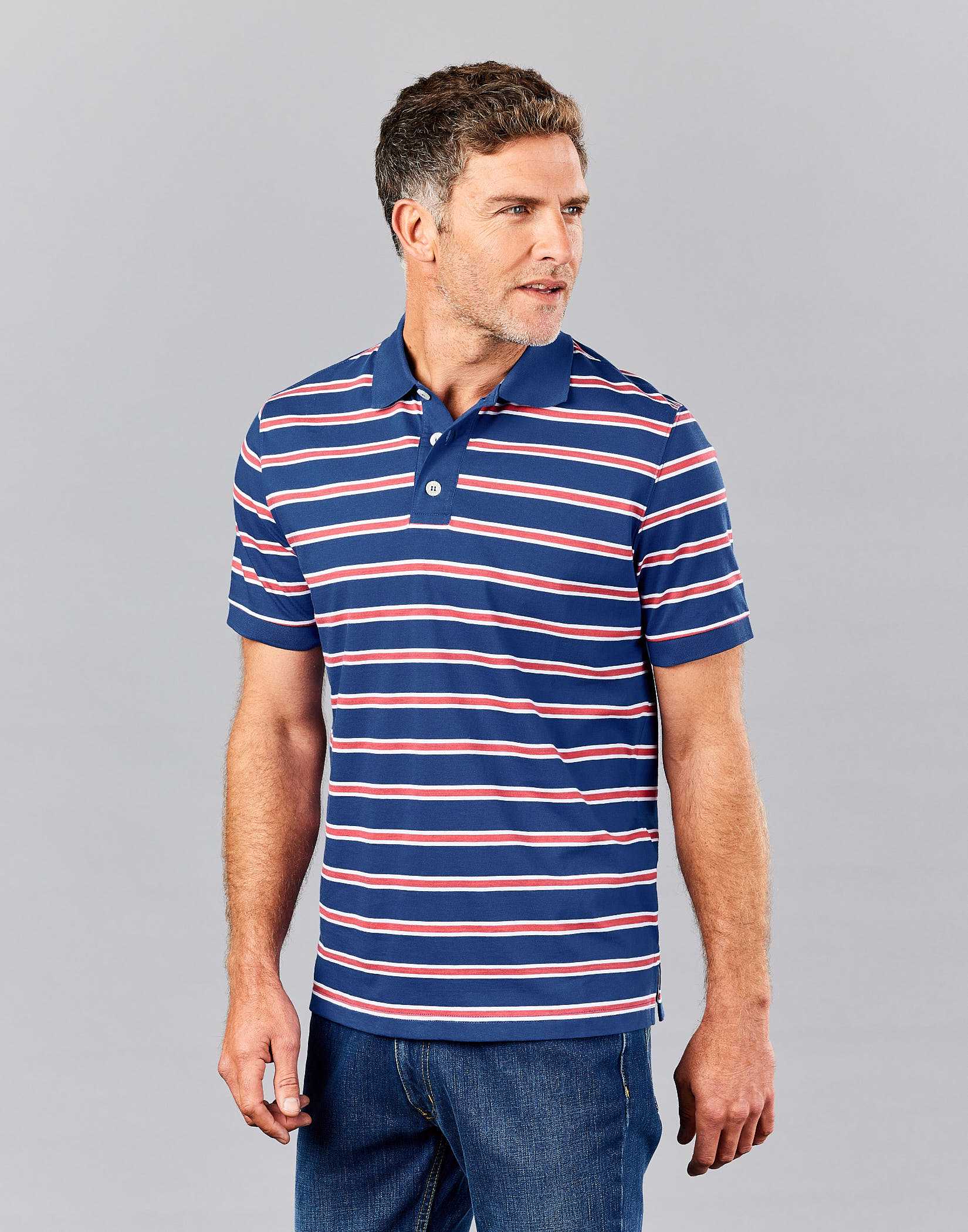 Joseph Turner Men's Striped Polo Shirt - Blue/Red S