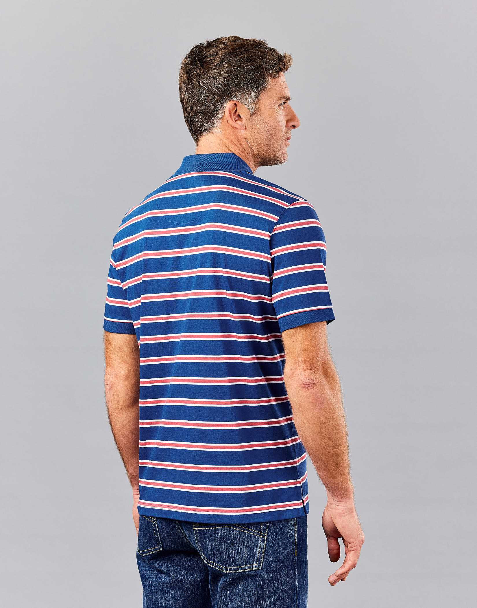 Striped Polo - Blue/Red