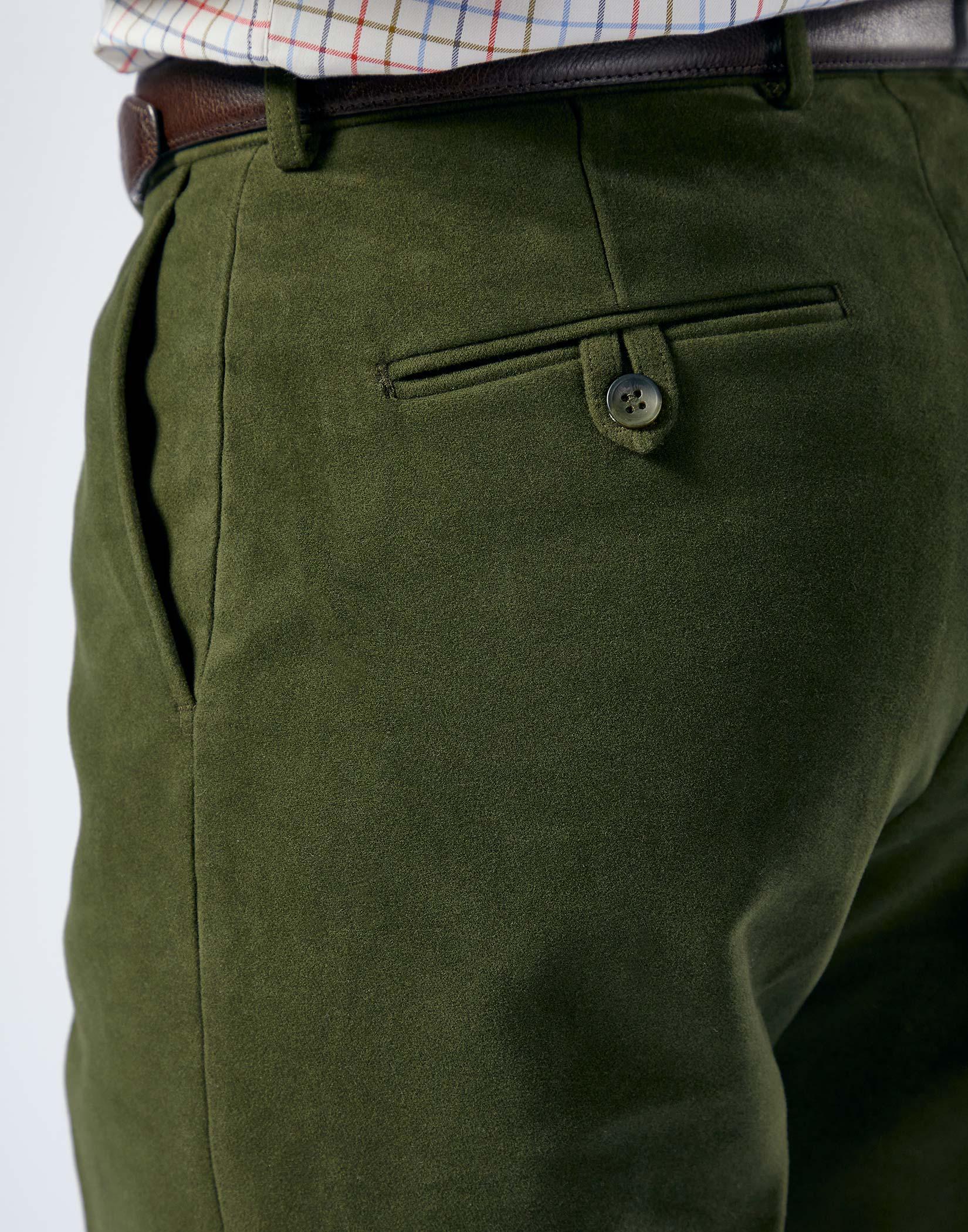 Lovat Green Moleskin Trousers  Mens Country Clothing  Cordings