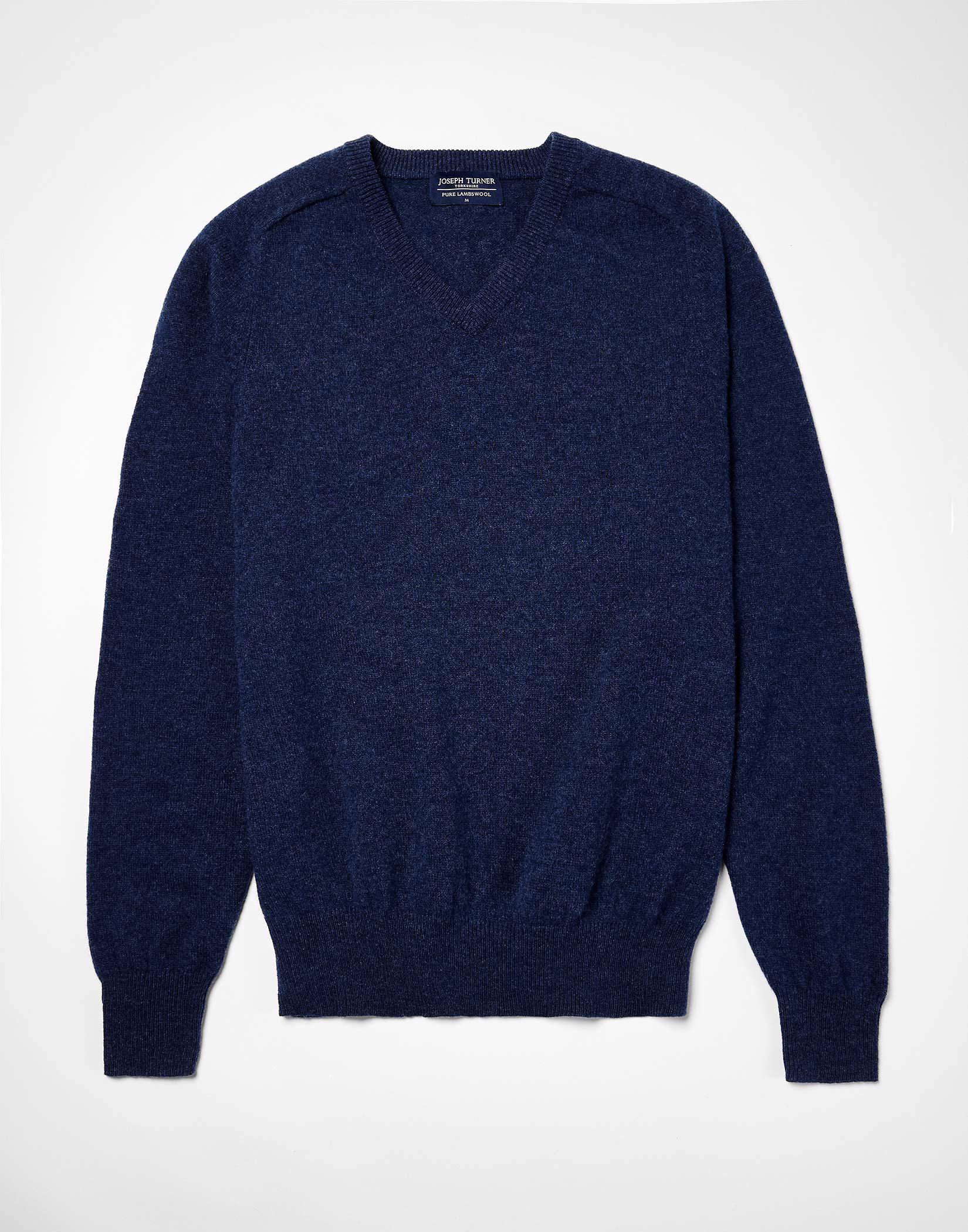 Lambswool Jumper V Neck - Dark Blue