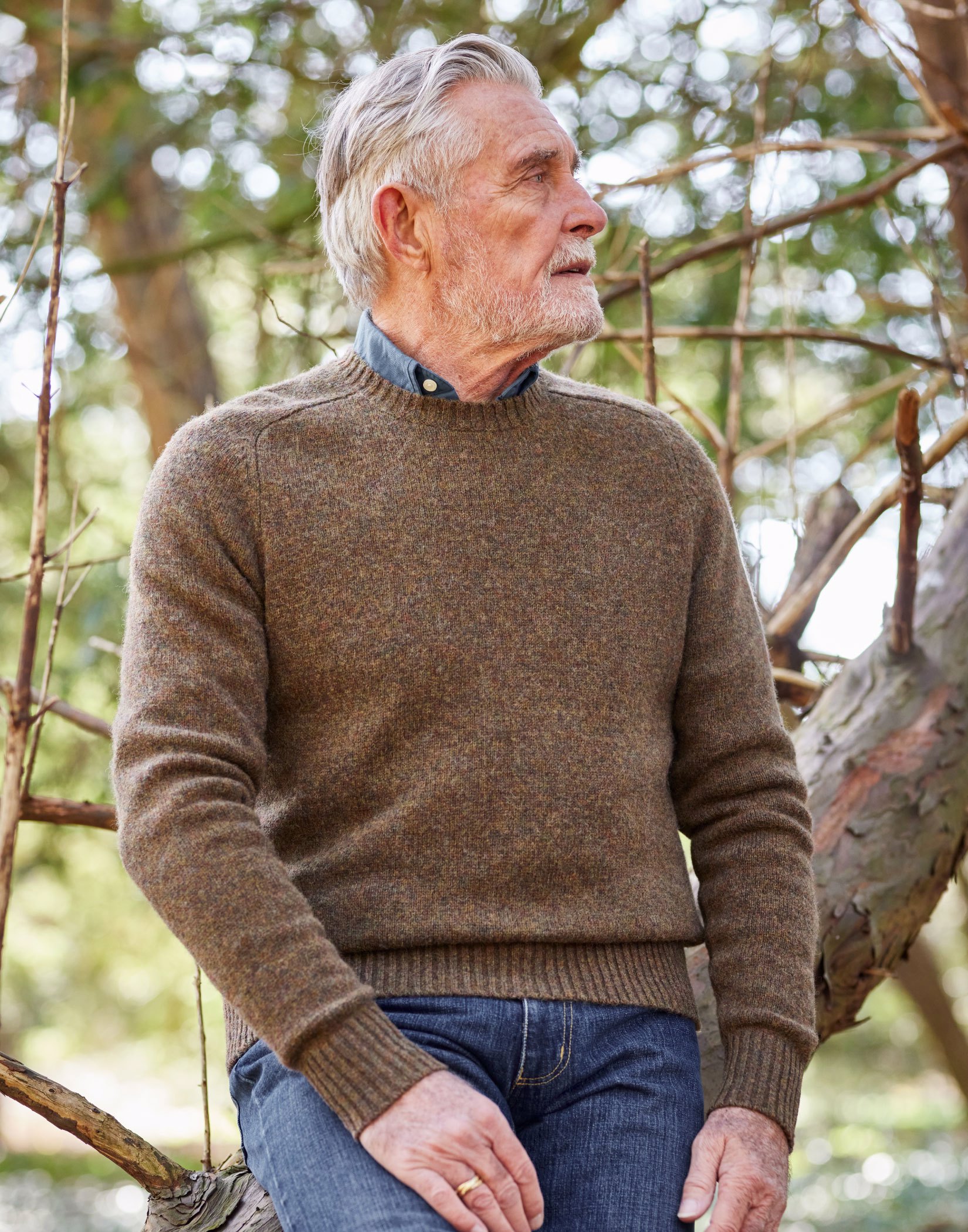 Shetland Crew Neck Jumper Mens - Grey