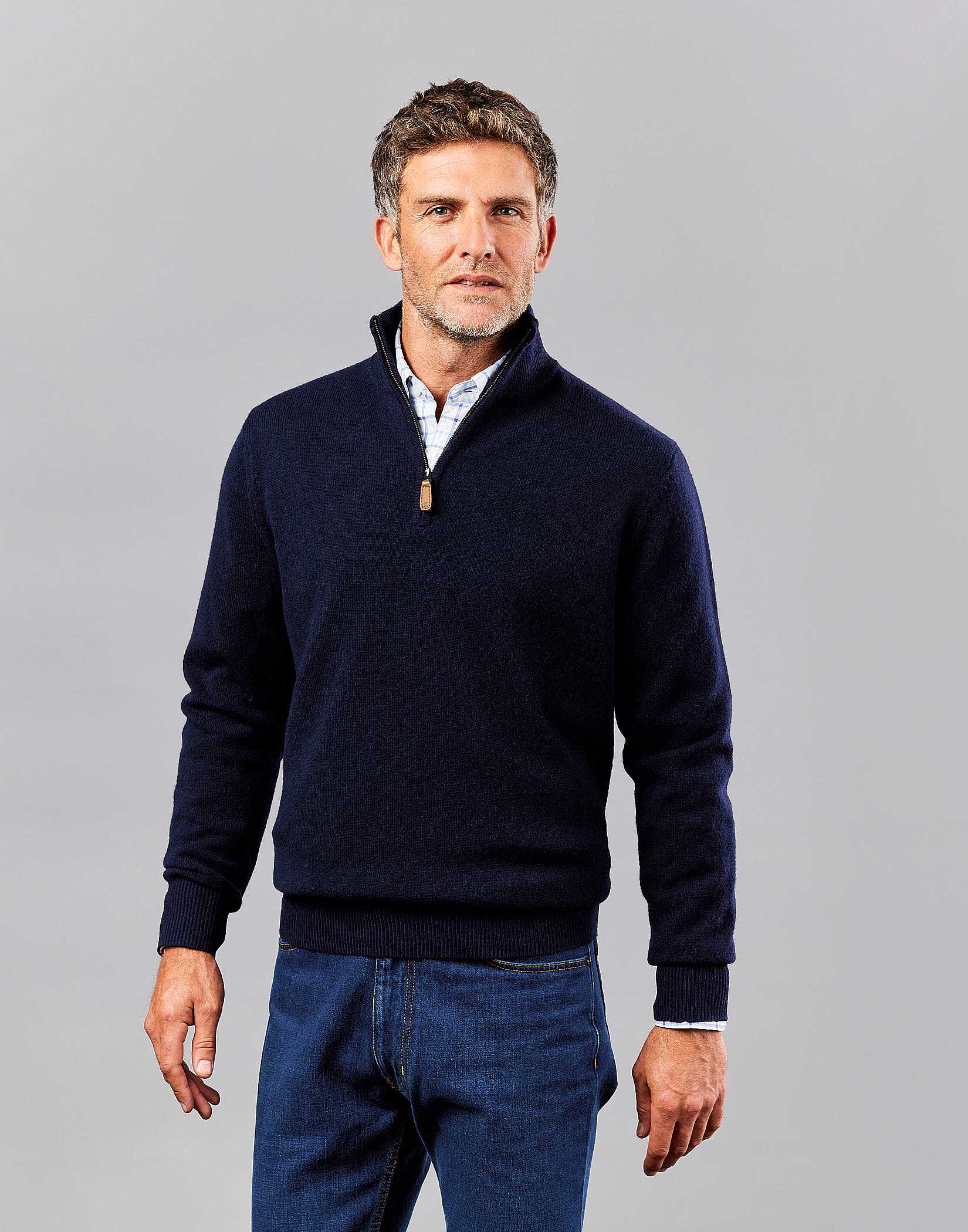 Lambswool Half Zip - Navy