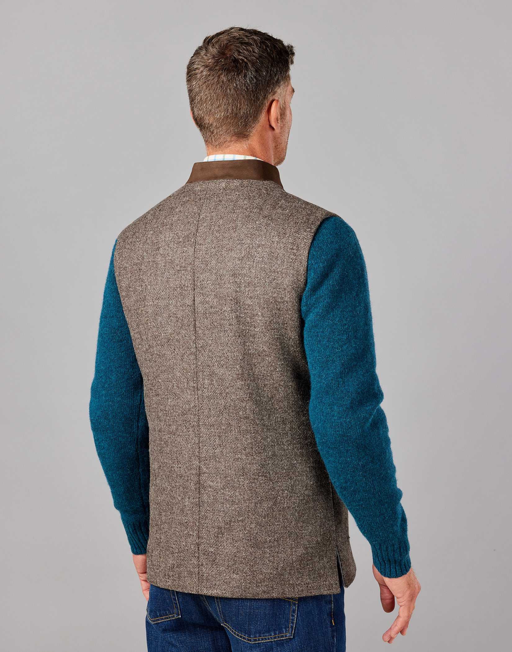 British Wool Nehru Gilet - Plain Weave