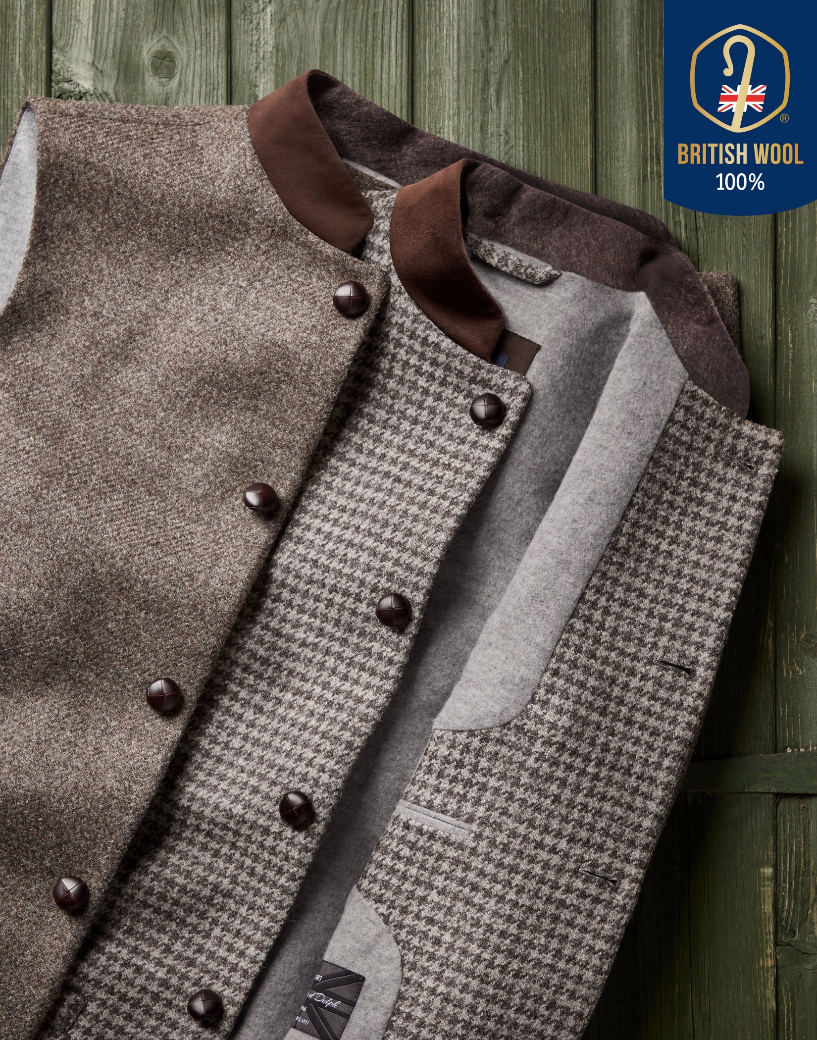 British Wool Nehru Gilet - Plain Weave