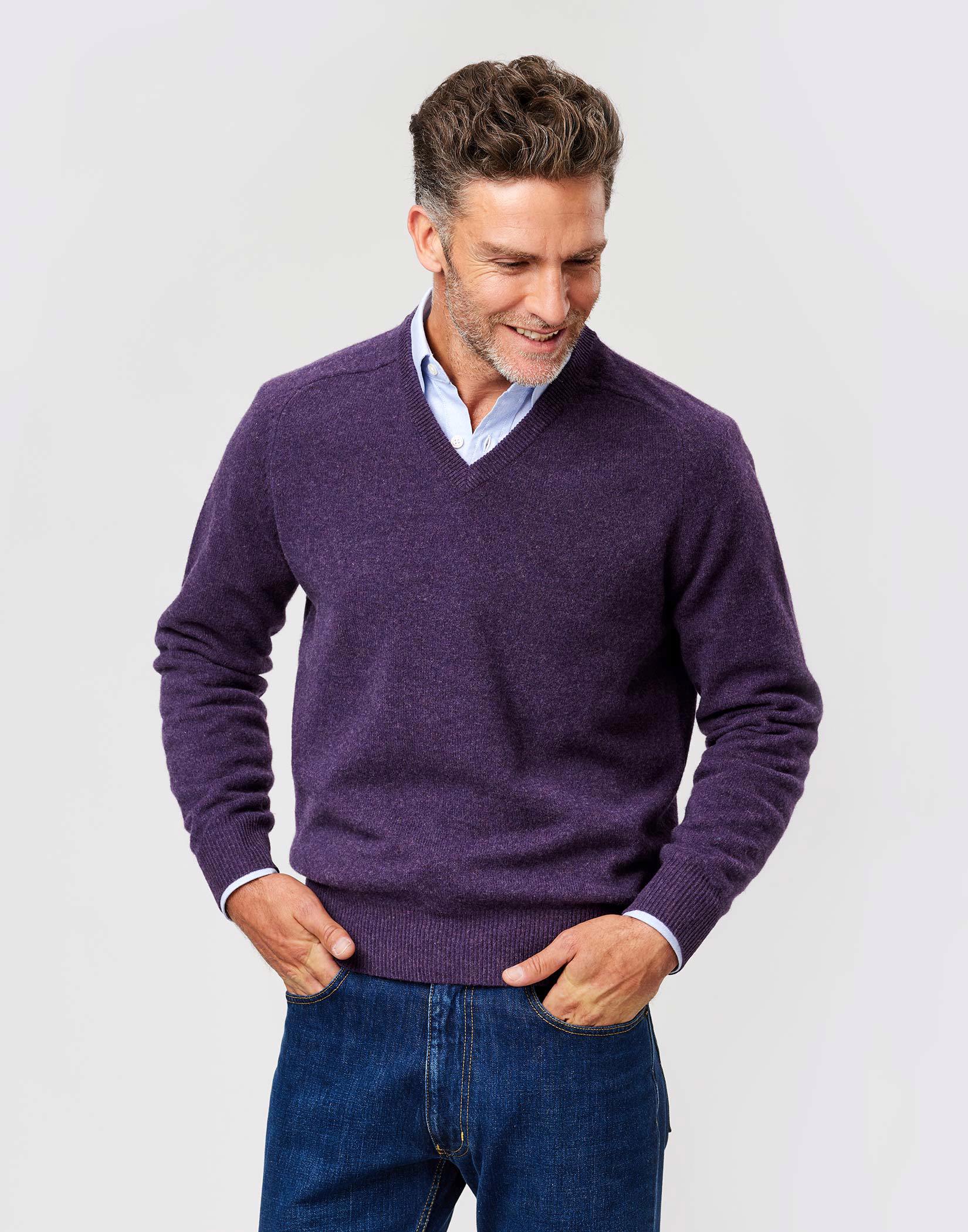 Lambswool V Neck - Purple