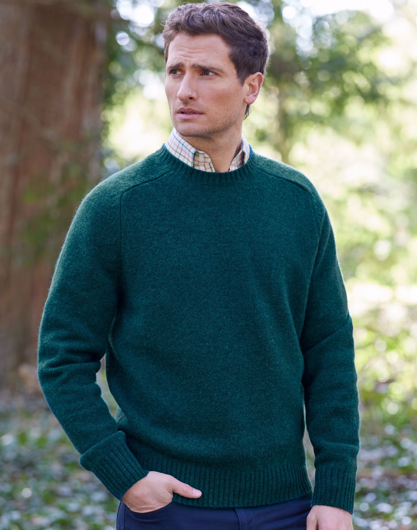 Shetland Crew Neck Jumper - Teal