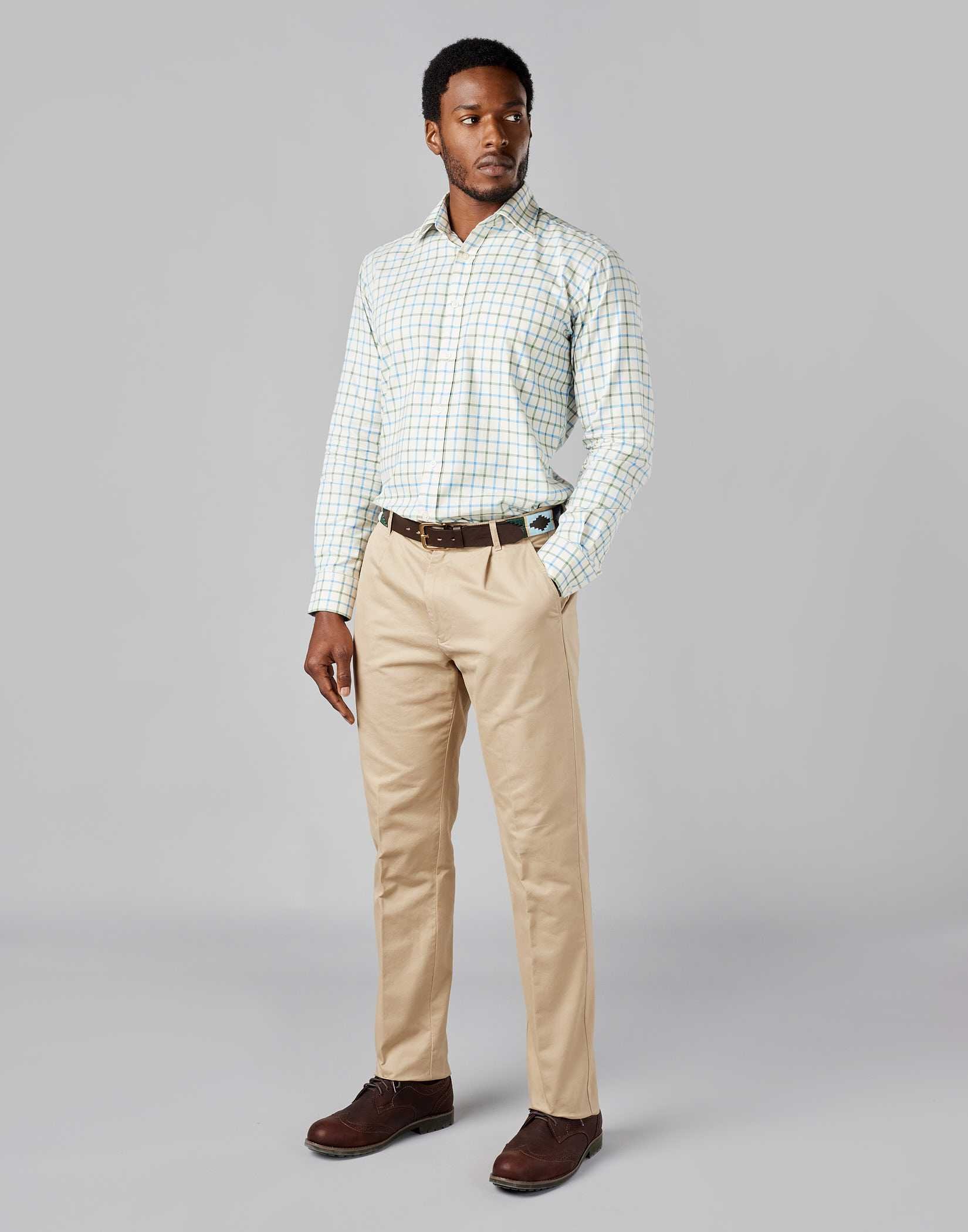 Pleated Front Chinos - Pebble