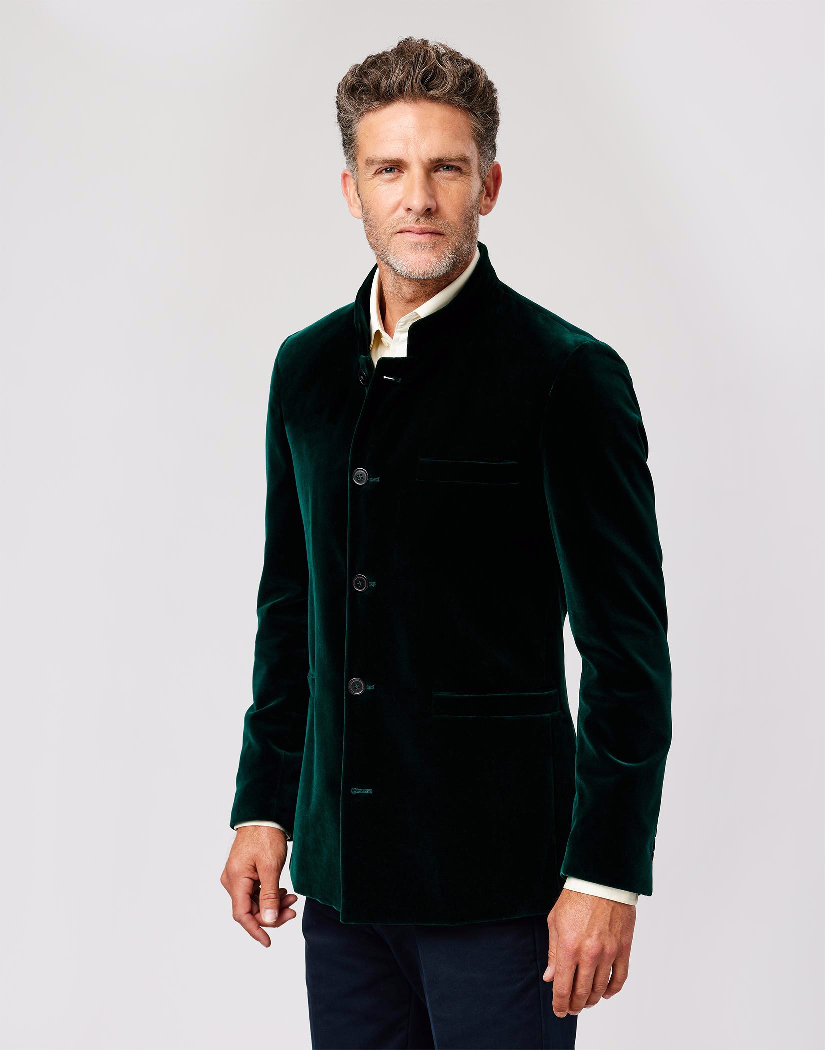 Green for Men Lubiam Cotton Suit Jacket in Dark Green Mens Clothing Jackets Blazers 