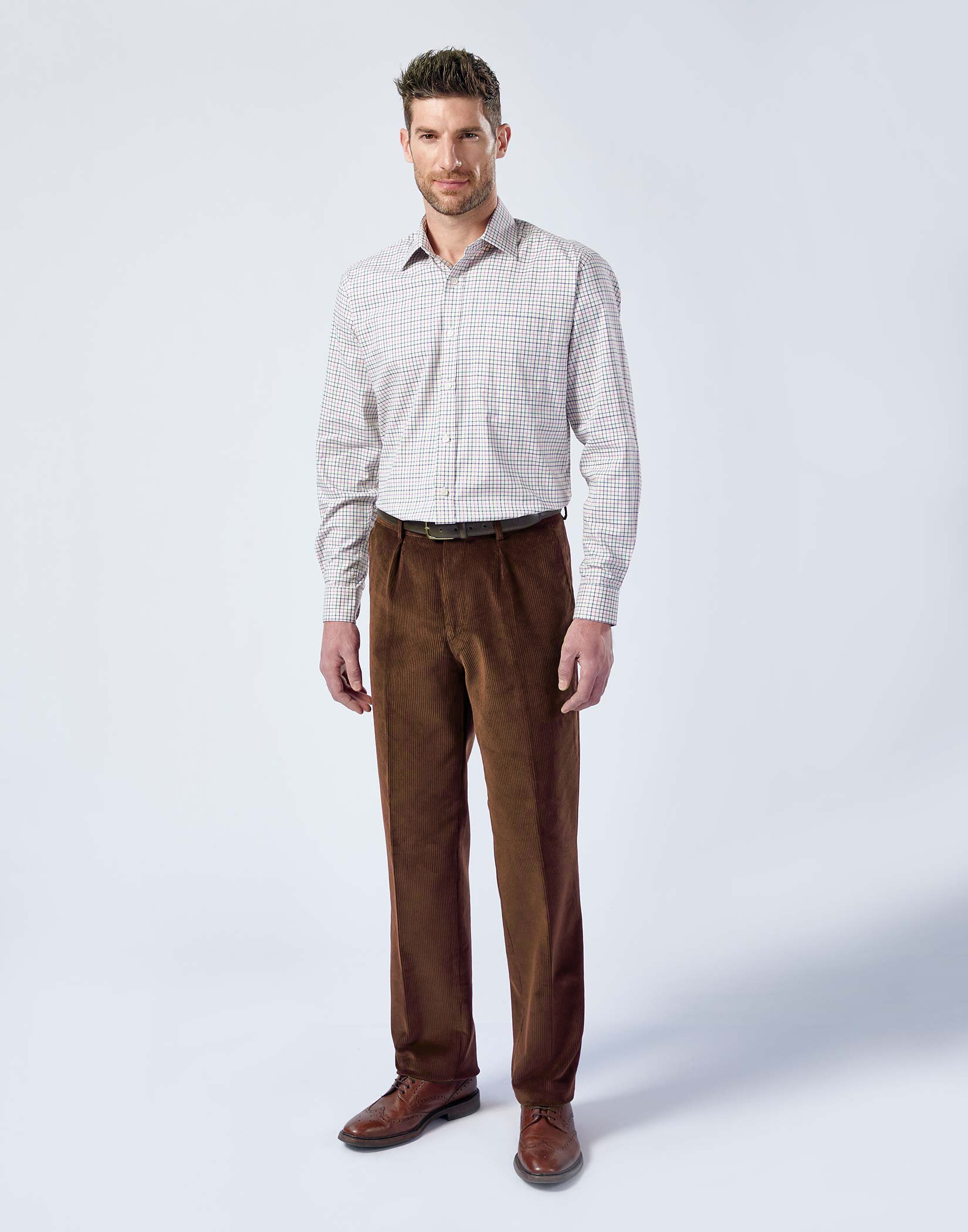 Men's Grey Cord Trousers | Double TWO