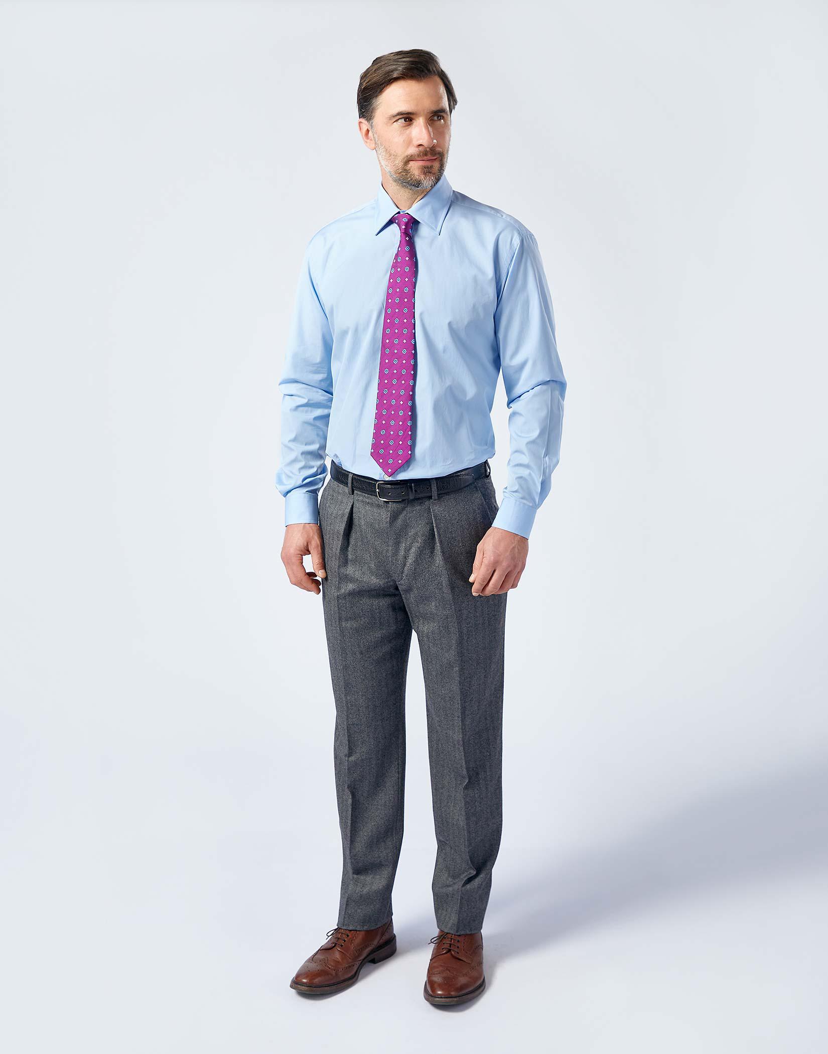 New Caine Mid-Blue Wool Flannel Trousers – Kit Blake