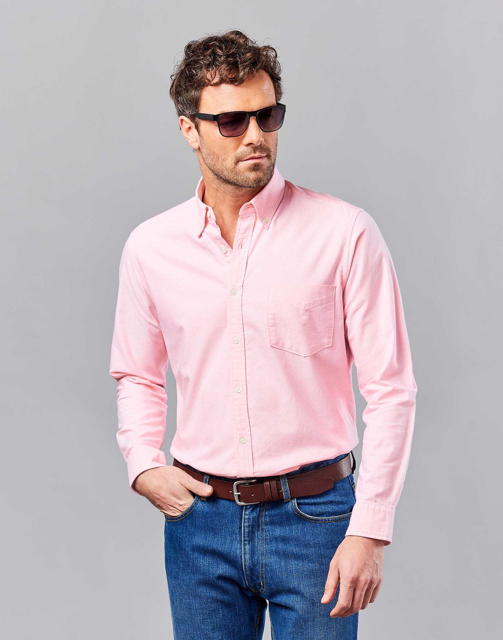 Mens Button Down Oxford Shirt in Pink - Oxford Shirt Co.