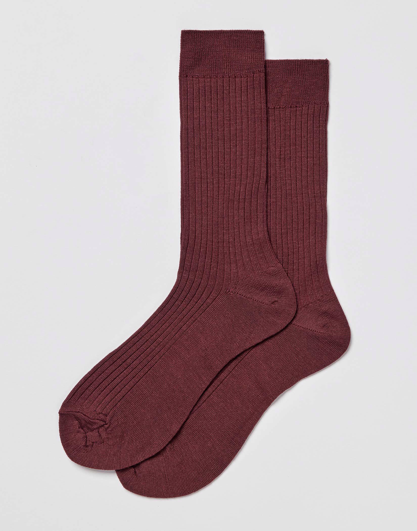 Classic Wool Ankle Socks - Wine